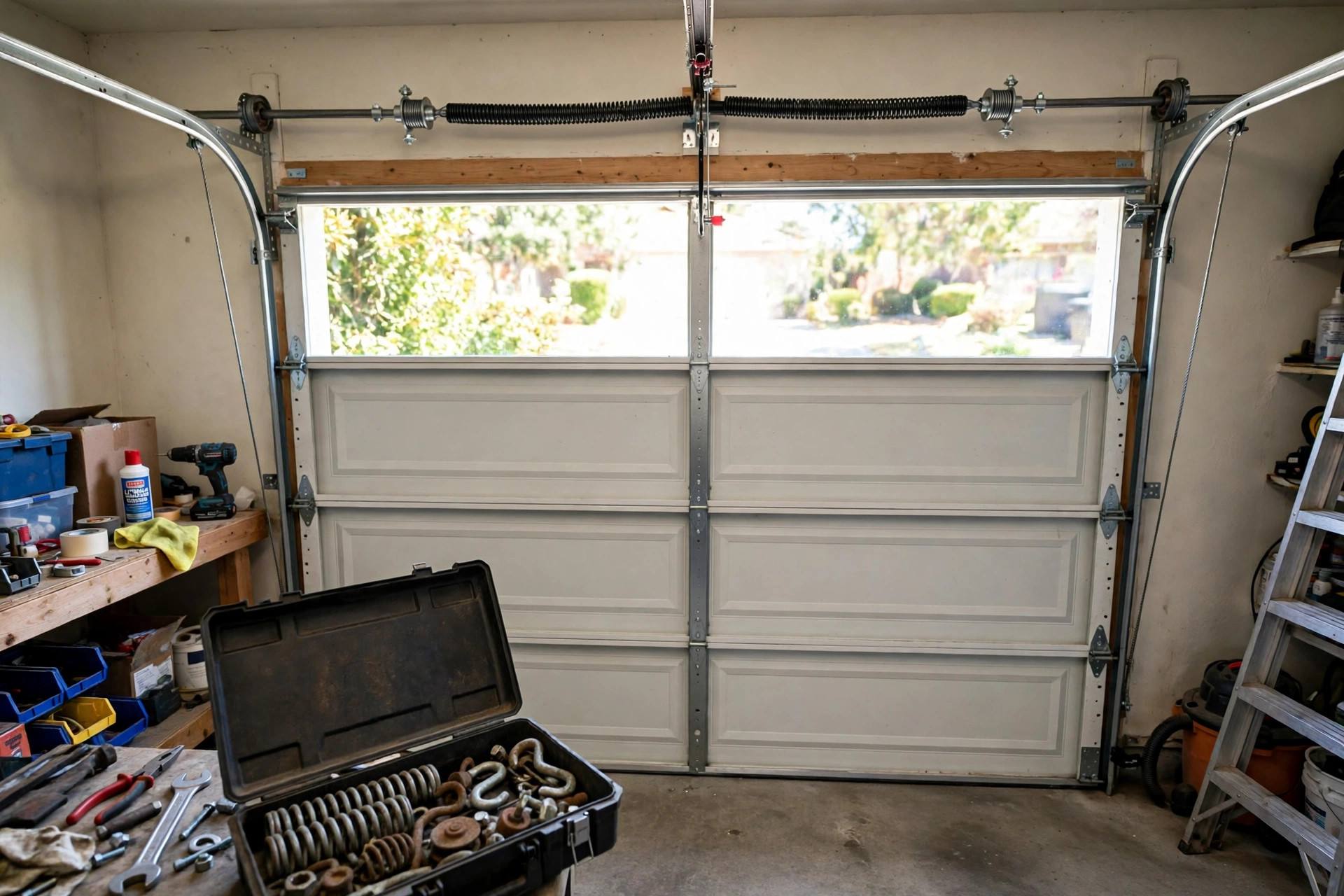 New torsion shaft system above a garage door, representative image